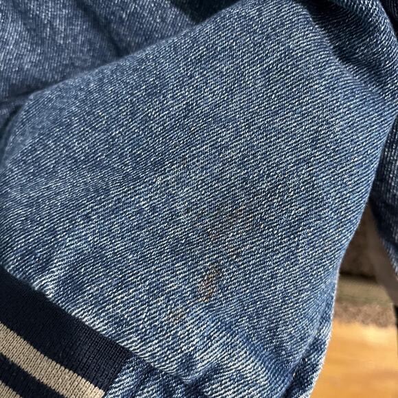 Vintage 90s Denim Varsity Jacket Mens 2XL Blue White Embroidered Car Show - Picture 5 of 11